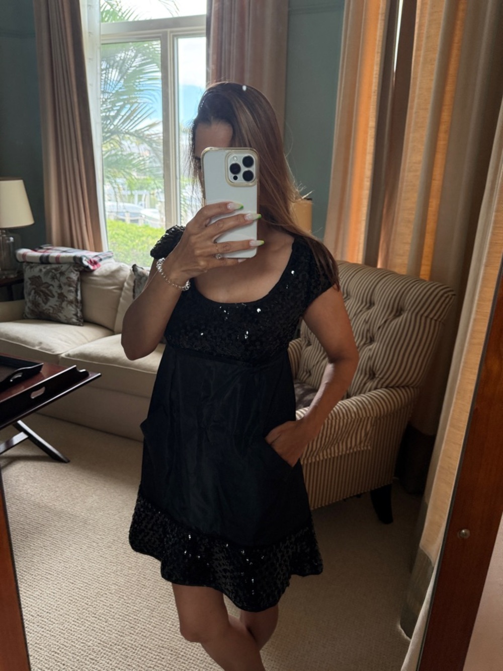 Betsey Johnson 6 Black Sequin Dress